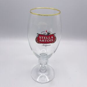 Stella Artois Chalice Beer Glass Belgium Pub Bar Gold Rim Style